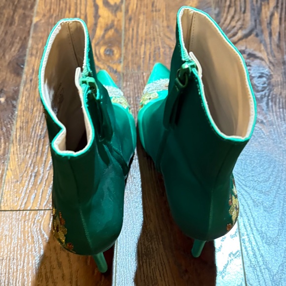 Zara Emerald Satin Green boots size 40/8.5 - Picture 8 of 10
